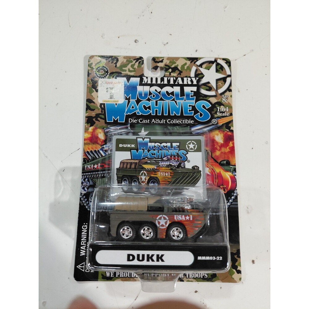 NIP Muscle Machines MMM03-22 1:64 Die Cast Hot Rod Army/Military Dukk 6x6 Truck